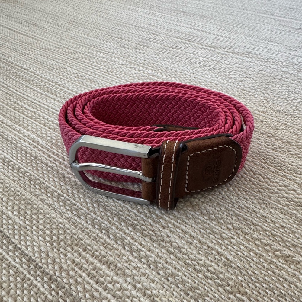 Billy Belt‎ Pitaya pink stretch woven braided leather trim belt men’s size 1